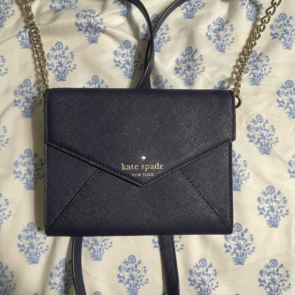 Kate Spade Navy Crossbody Bag with Gold Chain